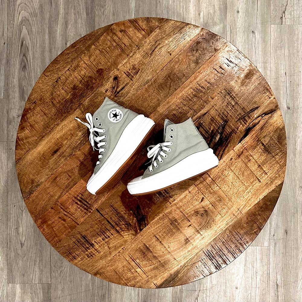 Black Friday SALE Sage Green Converse Chuck Taylor Move Hi Plateform Shoes
